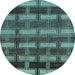 Round Machine Washable Abstract Light Blue Modern Rug, wshabs189lblu