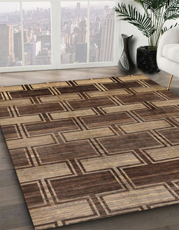 Machine Washable Abstract Bakers Brown Rug in a Family Room, wshabs189