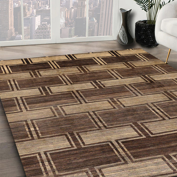 Machine Washable Abstract Bakers Brown Rug in a Family Room, wshabs189