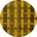 Round Machine Washable Abstract Yellow Modern Rug, wshabs189yw