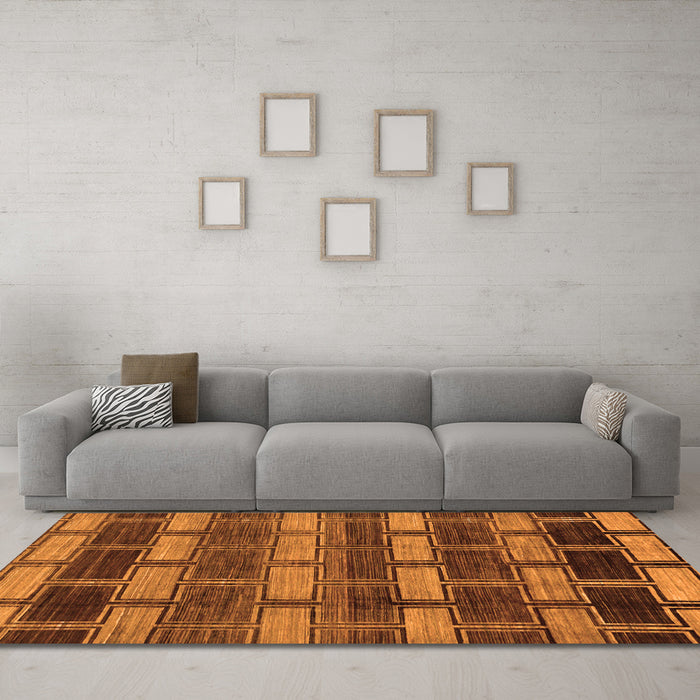 Machine Washable Abstract Orange Modern Area Rugs in a Living Room, wshabs189org