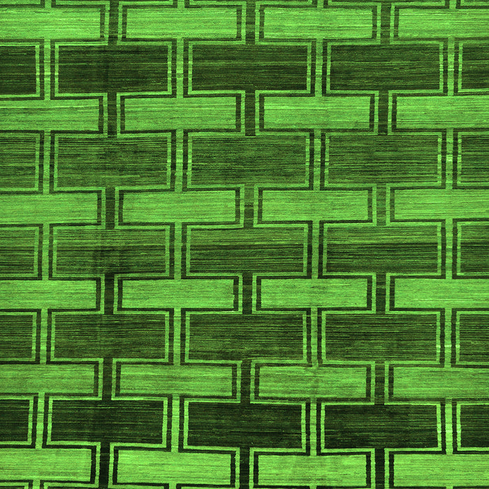 Square Machine Washable Abstract Green Modern Area Rugs, wshabs189grn