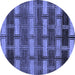 Round Abstract Blue Modern Rug, abs189blu