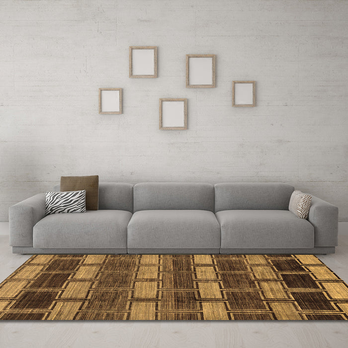 Machine Washable Abstract Brown Modern Rug in a Living Room,, wshabs189brn