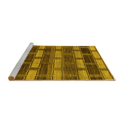 Sideview of Machine Washable Abstract Yellow Modern Rug, wshabs189yw