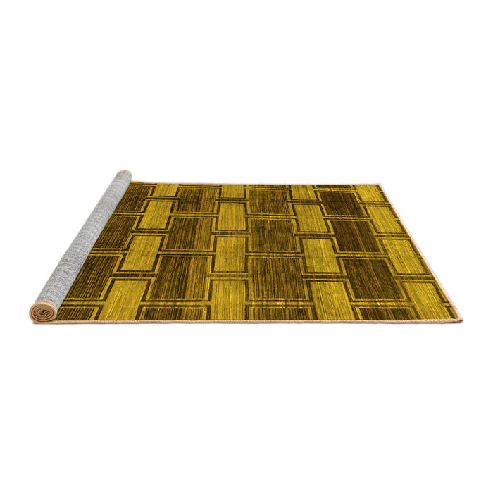 Sideview of Machine Washable Abstract Yellow Modern Rug, wshabs189yw