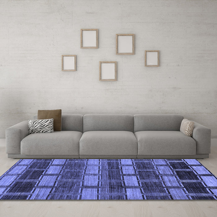 Machine Washable Abstract Blue Modern Rug in a Living Room, wshabs189blu