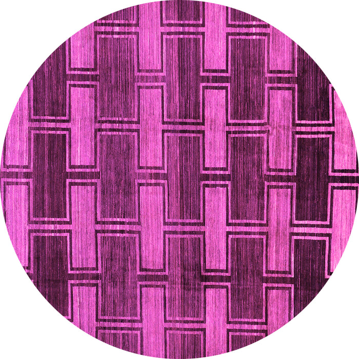 Round Machine Washable Abstract Pink Modern Rug, wshabs189pnk