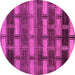 Round Machine Washable Abstract Pink Modern Rug, wshabs189pnk