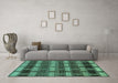 Machine Washable Abstract Turquoise Modern Area Rugs in a Living Room,, wshabs189turq