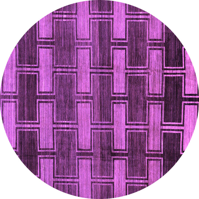 Round Machine Washable Abstract Purple Modern Area Rugs, wshabs189pur