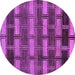 Round Machine Washable Abstract Purple Modern Area Rugs, wshabs189pur