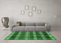 Machine Washable Abstract Emerald Green Modern Rug, wshabs189emgrn