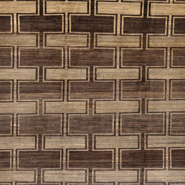 Square Machine Washable Abstract Bakers Brown Rug, wshabs189