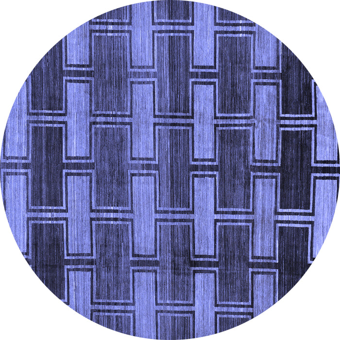 Round Machine Washable Abstract Blue Modern Rug, wshabs189blu