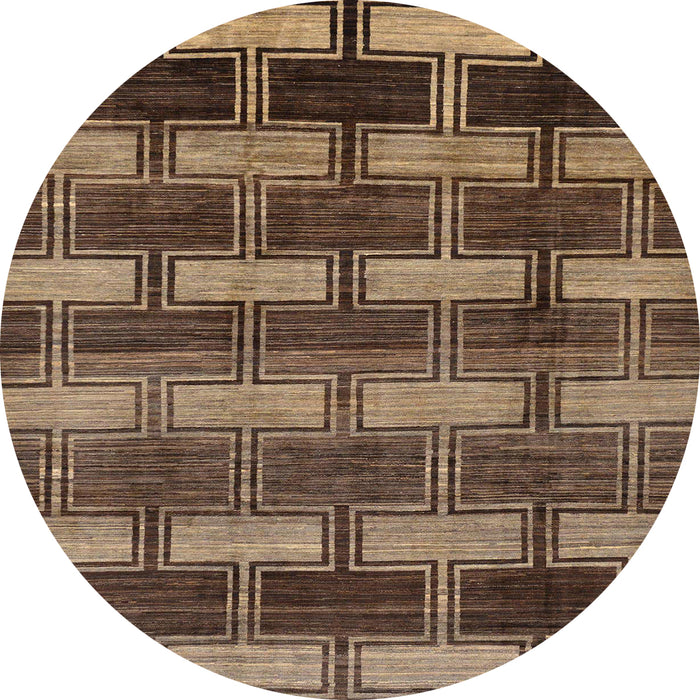 Round Abstract Bakers Brown Modern Rug, abs189