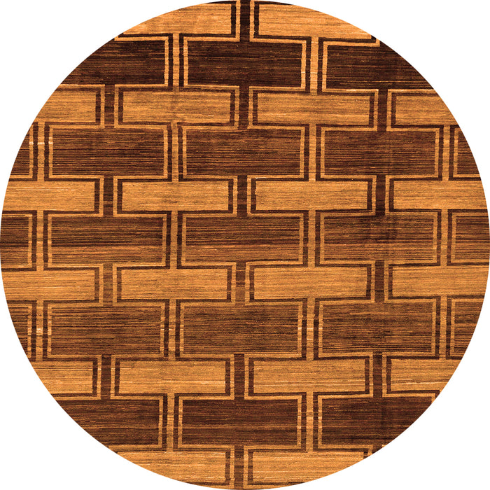 Round Machine Washable Abstract Orange Modern Area Rugs, wshabs189org