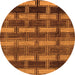 Round Machine Washable Abstract Orange Modern Area Rugs, wshabs189org