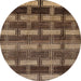 Round Machine Washable Abstract Bakers Brown Rug, wshabs189