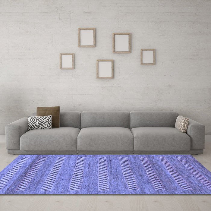 Machine Washable Abstract Blue Modern Rug in a Living Room, wshabs18blu