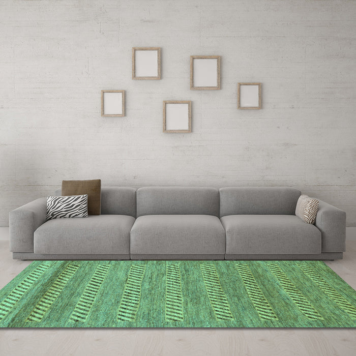 Machine Washable Abstract Turquoise Modern Area Rugs in a Living Room,, wshabs18turq