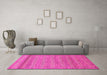 Machine Washable Abstract Pink Modern Rug in a Living Room, wshabs18pnk