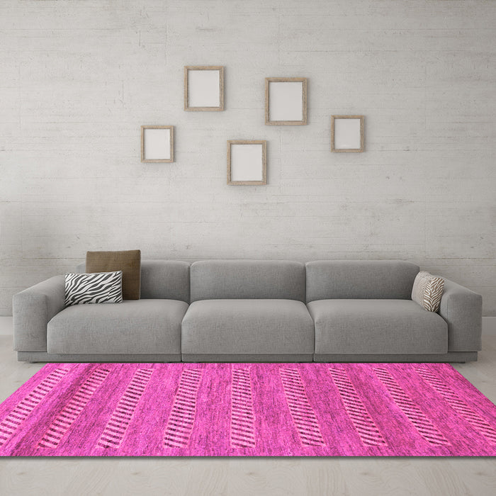 Machine Washable Abstract Pink Modern Rug in a Living Room, wshabs18pnk
