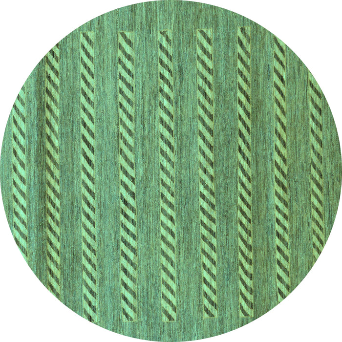 Round Abstract Turquoise Modern Rug, abs18turq
