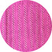 Round Machine Washable Abstract Pink Modern Rug, wshabs18pnk