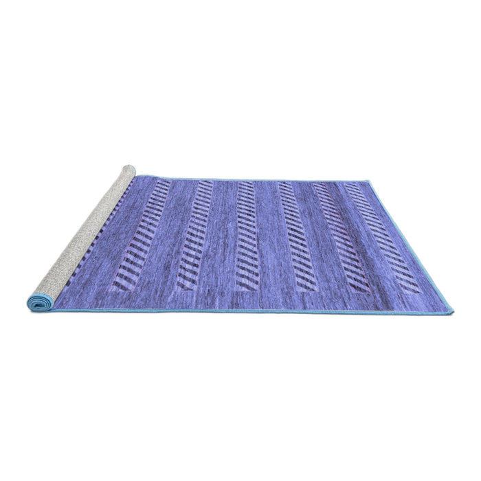 Sideview of Machine Washable Abstract Blue Modern Rug, wshabs18blu