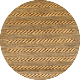 Round Abstract Yellow Modern Rug, abs18