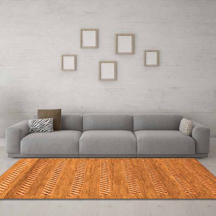 Machine Washable Abstract Orange Modern Area Rugs in a Living Room, wshabs18org