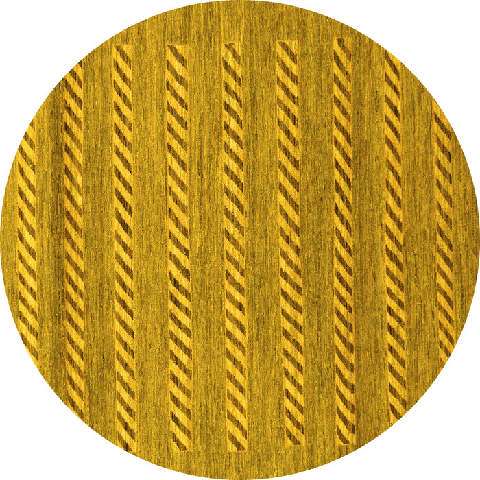Round Machine Washable Abstract Yellow Modern Rug, wshabs18yw