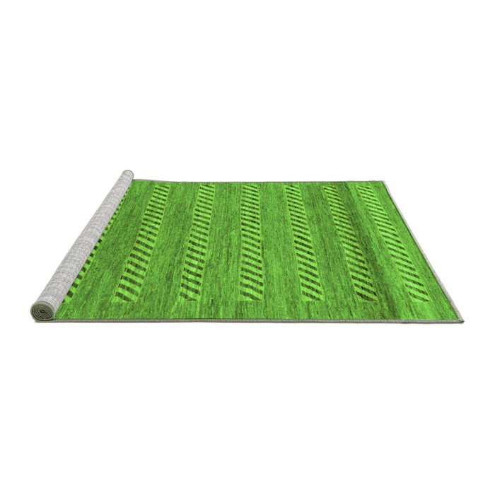 Sideview of Machine Washable Abstract Green Modern Area Rugs, wshabs18grn