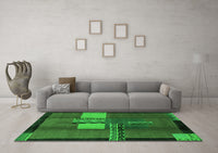 Machine Washable Abstract Green Modern Rug, wshabs1900grn