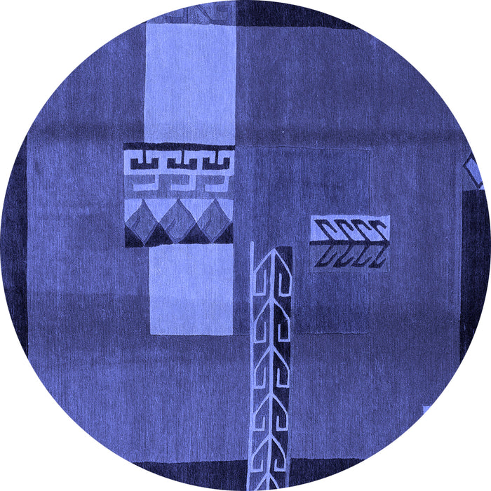 Round Abstract Blue Modern Rug, abs1900blu