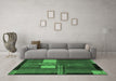 Machine Washable Abstract Emerald Green Modern Area Rugs in a Living Room,, wshabs1900emgrn