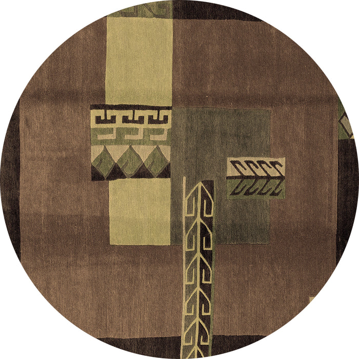 Round Machine Washable Abstract Brown Modern Rug, wshabs1900brn
