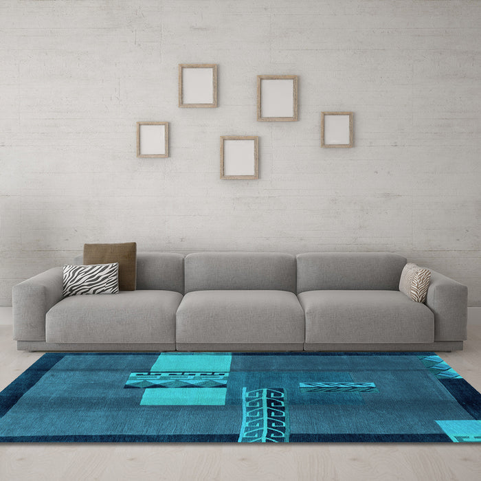 Machine Washable Abstract Light Blue Modern Rug in a Living Room, wshabs1900lblu