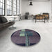 Round Abstract Slate Granite Gray Modern Rug in a Office, abs1900