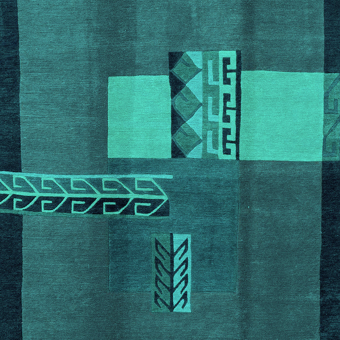 Machine Washable Abstract Turquoise Modern Area Rugs, wshabs1900turq