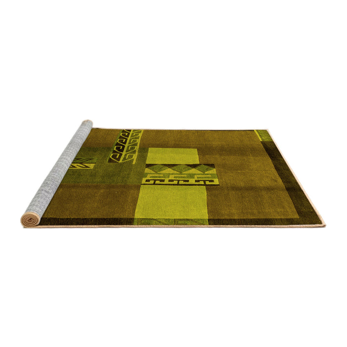 Sideview of Machine Washable Abstract Yellow Modern Rug, wshabs1900yw