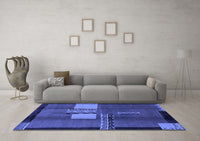 Machine Washable Abstract Blue Modern Rug, wshabs1900blu