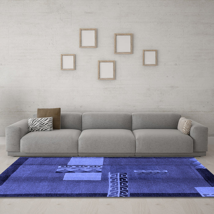Machine Washable Abstract Blue Modern Rug in a Living Room, wshabs1900blu