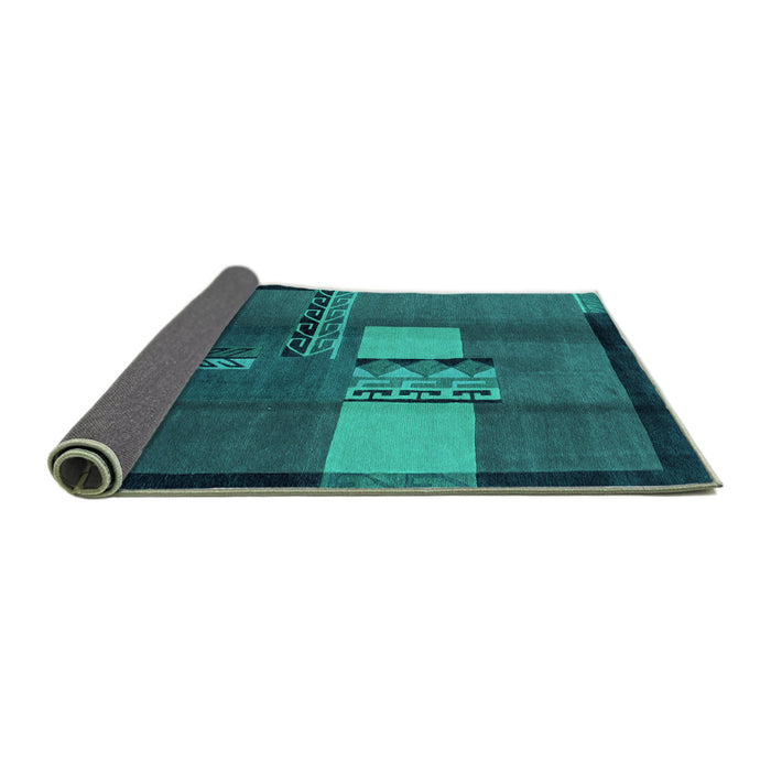 Sideview of Abstract Turquoise Modern Rug, abs1900turq