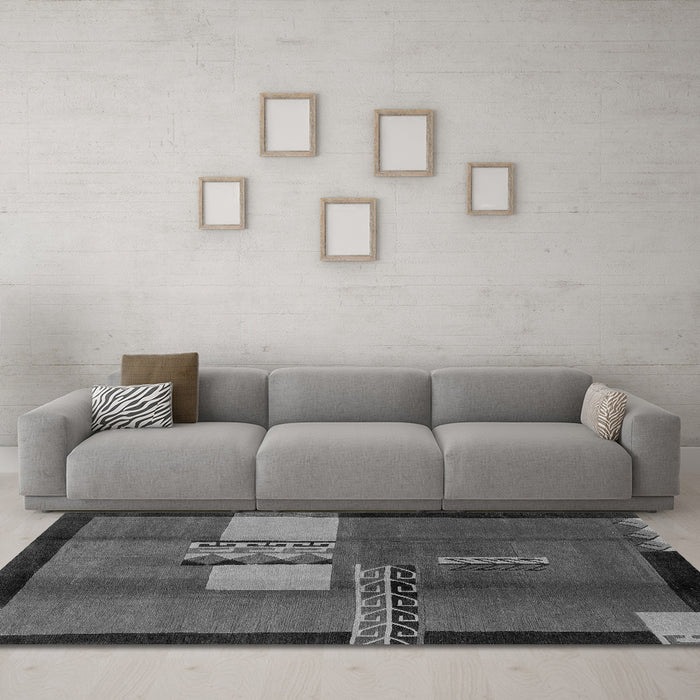 Machine Washable Abstract Gray Modern Rug in a Living Room,, wshabs1900gry