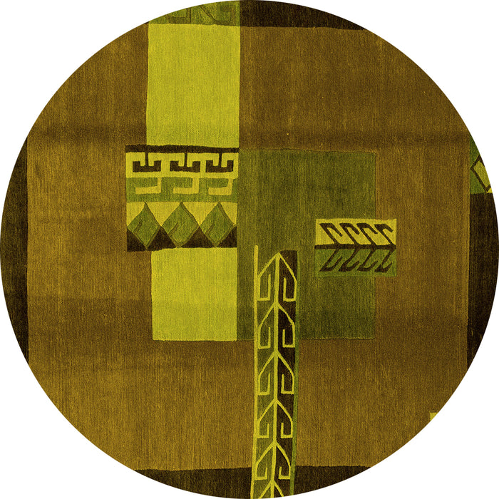 Round Abstract Yellow Modern Rug, abs1900yw