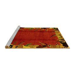 Sideview of Machine Washable Abstract Yellow Modern Rug, wshabs1901yw