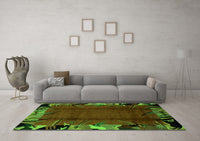 Machine Washable Abstract Green Modern Rug, wshabs1901grn