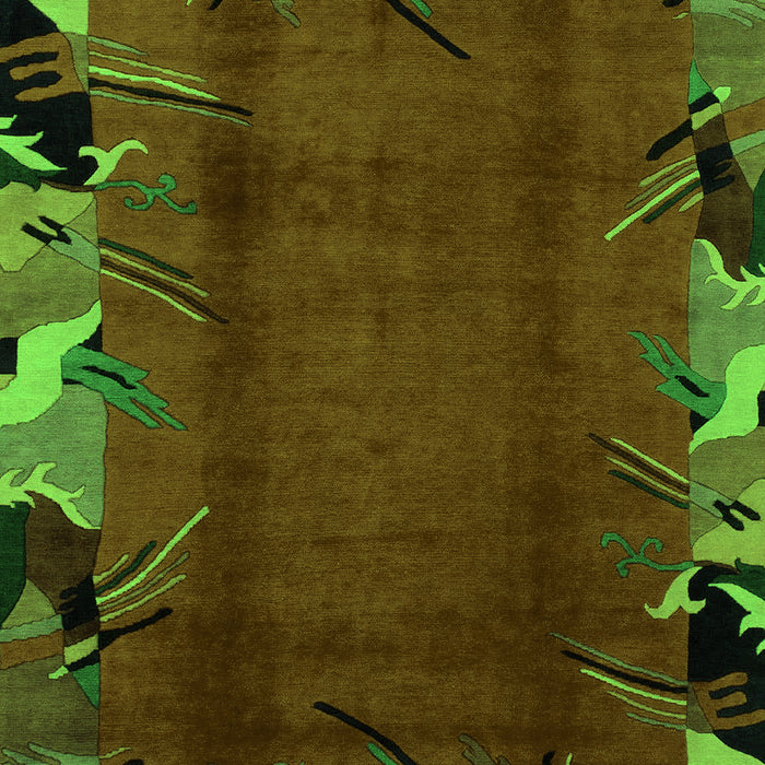 Machine Washable Abstract Green Modern Area Rugs, wshabs1901grn